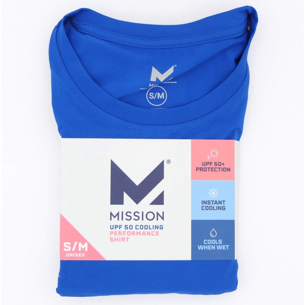 Mission UPF 50 Cooling Performance Shirt Long Sleeve Sz S‎ / M Unisex Lapis Blue